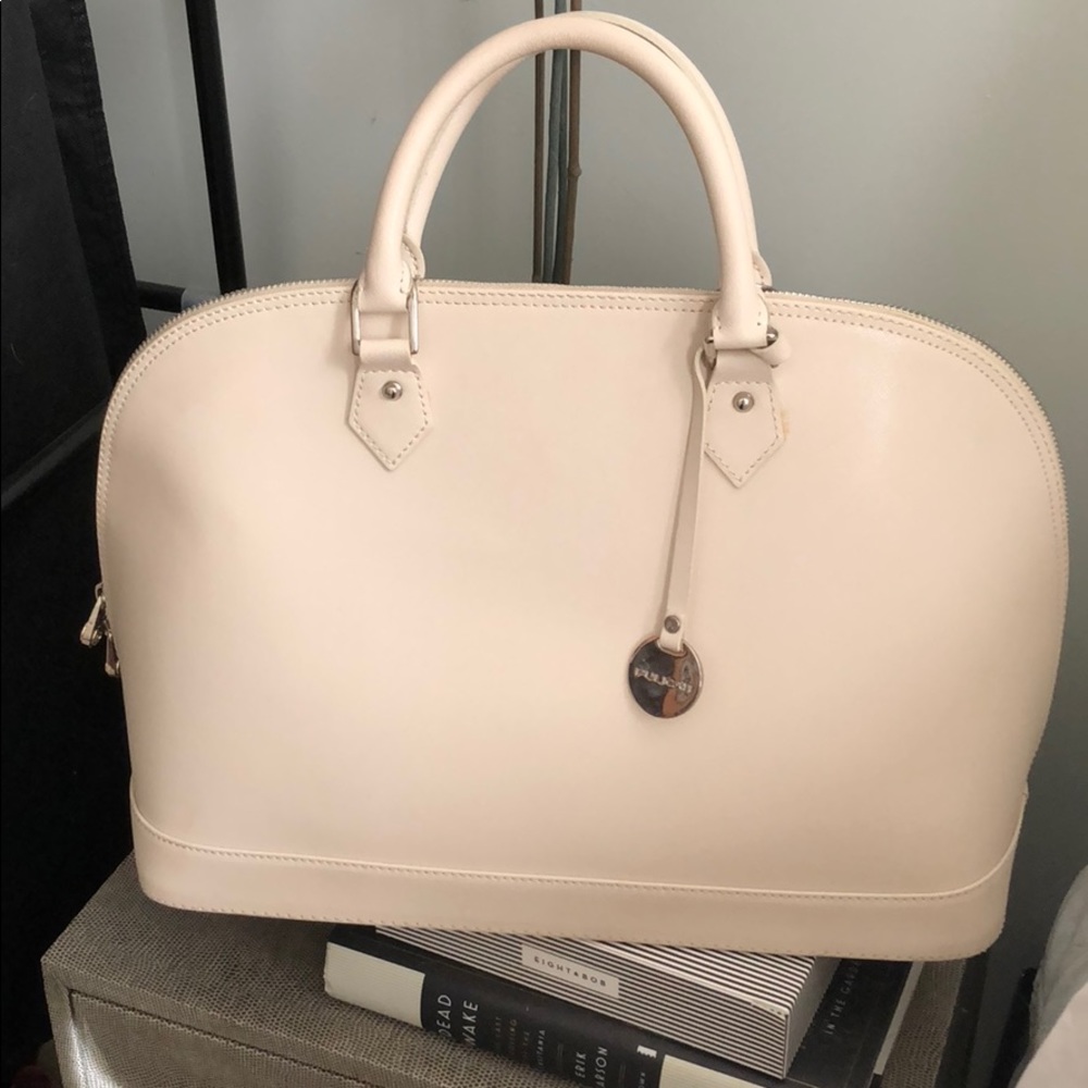 Creamy White Leather Pulicati Handbag
